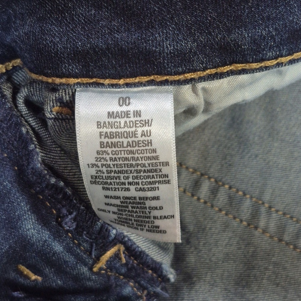Aeropostale‎ Midi Women's Denim Cuffed  Jean Shorts Size 00 Whisker Wash Preppy - Picture 7 of 9
